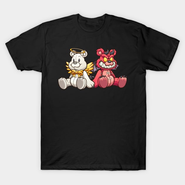 Angel and Devil Teddy Bears T-Shirt by memoangeles